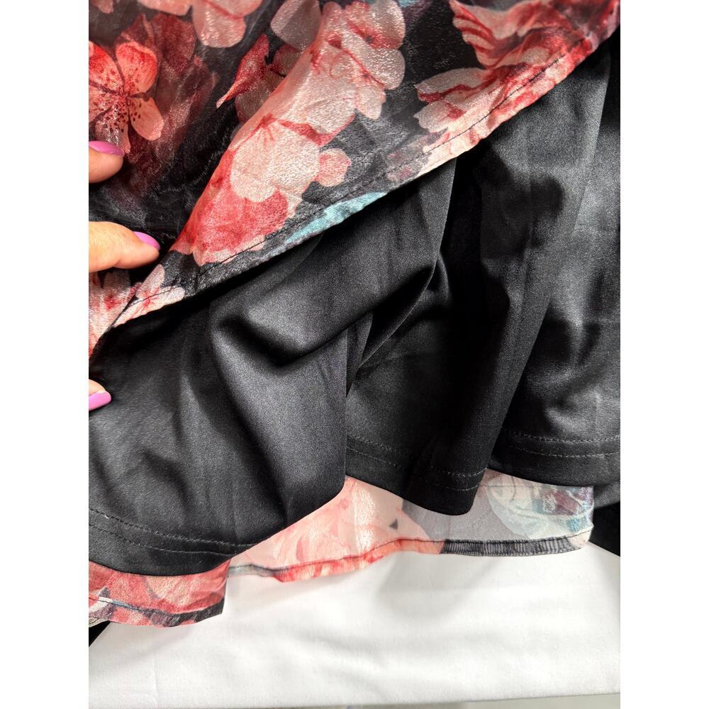 NWT Lulus Truly Extraordinary Black Floral Organza One-Shoulder Maxi Dress XS - Picture 8 of 8